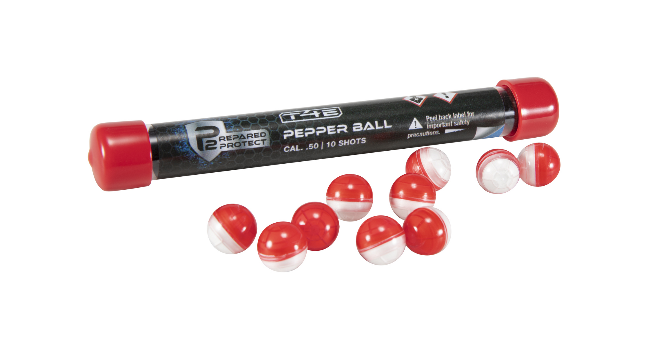 P2P .50cal Pepper Ball - 10ct Tube (Red/White)